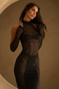 LunaVelora Raven Sheer Elbise